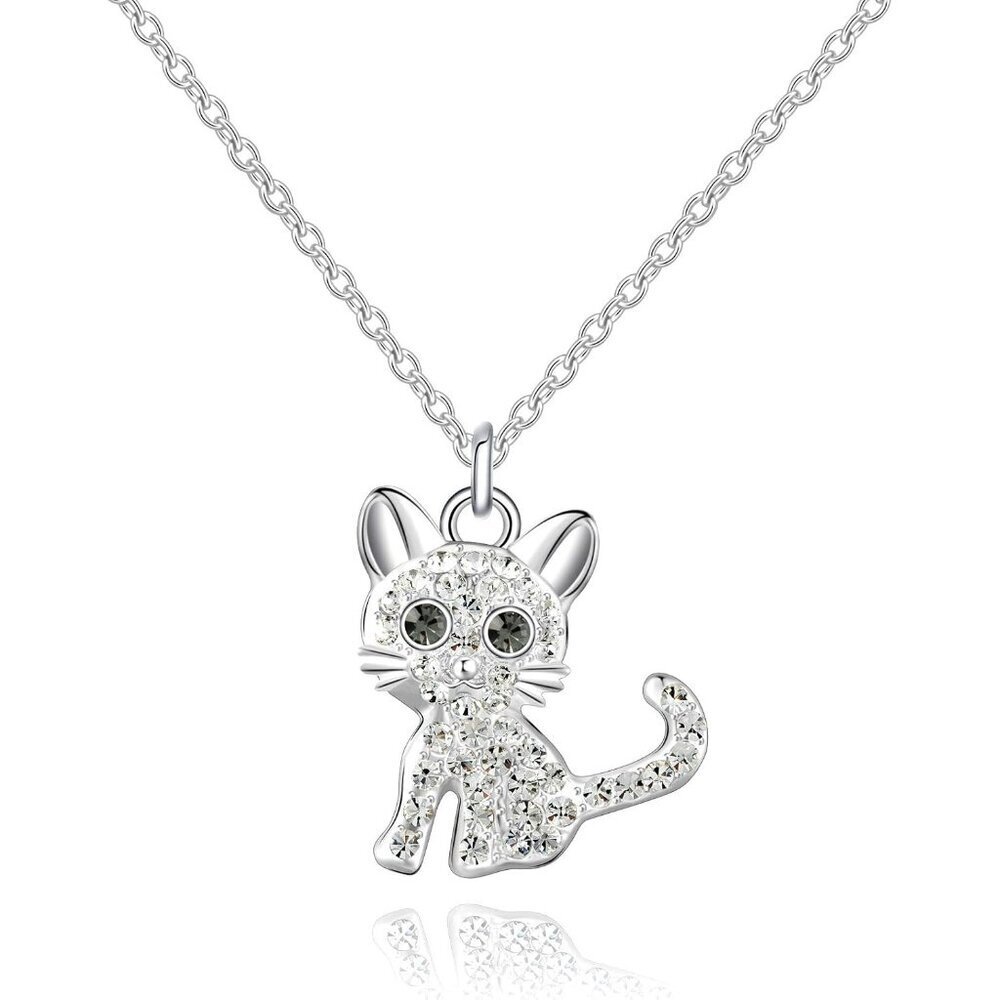 925 Sterling Silver Girls Crystal Birthstone Necklace For Cat Lover Women Girls